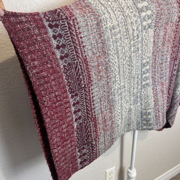 Free People Poncho Sweater Women Medium Willow Diamond Fair Isle Boho Wool Blend - Picture 4 of 11